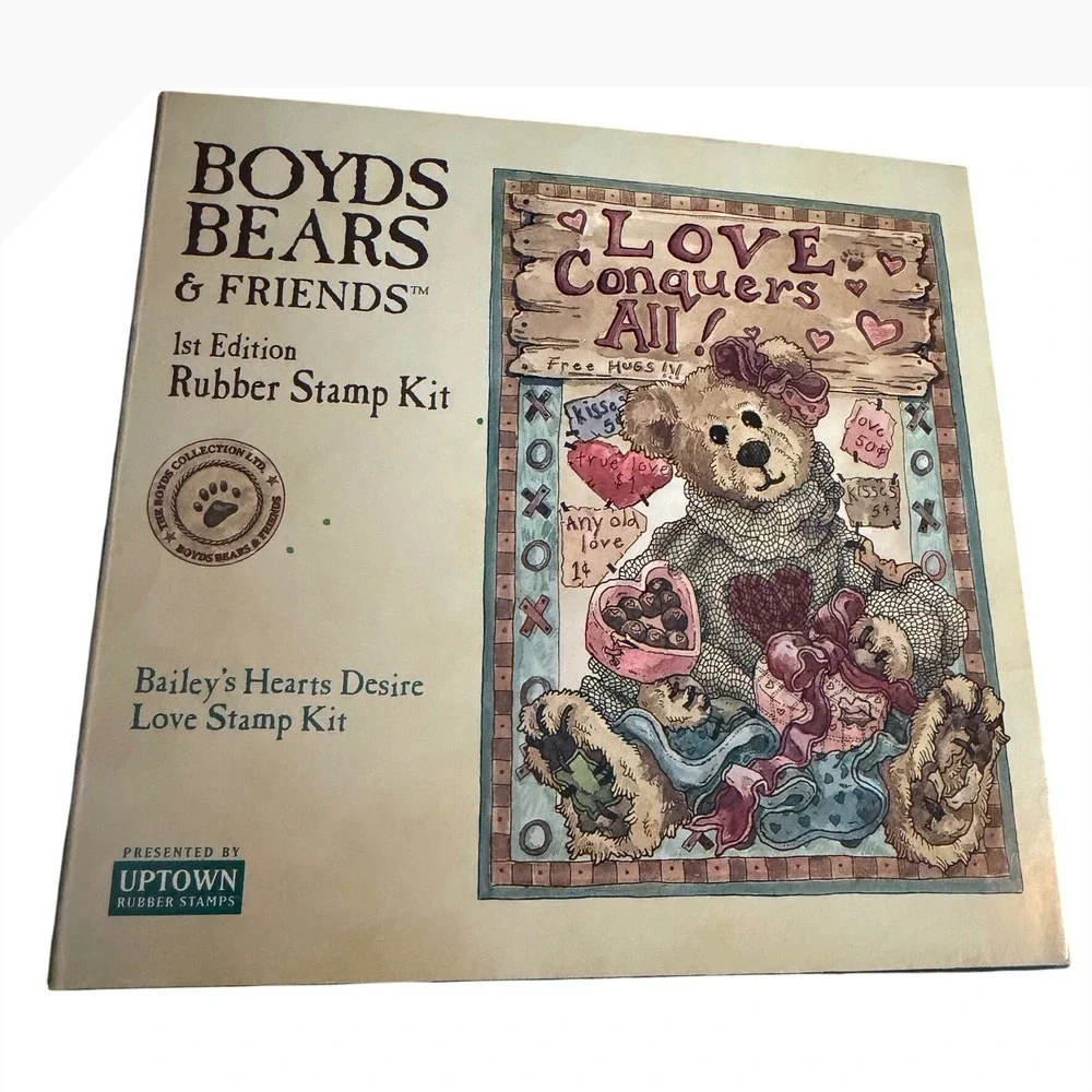 Boyds Bears Friends Bailey Hearts Desire Love Rubber Stamp Kit 1st Edition